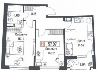 Продается 2-комнатная квартира, 58 м2, Мурино, ЖК Авиатор