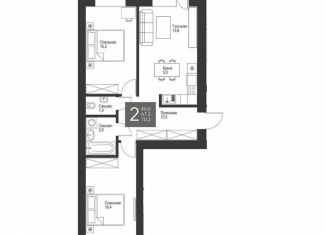 Продам 2-ком. квартиру, 70.3 м2, Татарстан, улица Гафиатуллина, 60