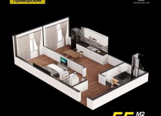 1-ком. квартира на продажу, 55.1 м2, Махачкала, проспект Насрутдинова, 162, Ленинский внутригородской район