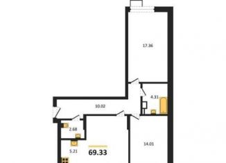 Продается 2-комнатная квартира, 69.3 м2, Воронеж, проспект Труда, 117