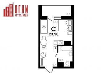 Квартира на продажу студия, 23.9 м2, Нижний Новгород, Коломенская улица, 8к4, Автозаводский район
