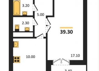 1-комнатная квартира на продажу, 39.3 м2, Воронеж, улица Станкевича, 45, ЖК Европейский