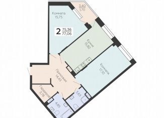 Продажа 2-ком. квартиры, 77.1 м2, Воронеж