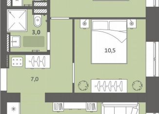 2-комнатная квартира на продажу, 54.6 м2, деревня Хохряки, микрорайон Богатыри, 11