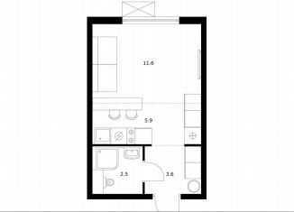 Продам квартиру студию, 23.6 м2, Котельники, ЖК Томилинский Бульвар, к11