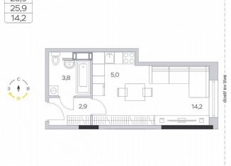 Квартира на продажу студия, 25.8 м2, деревня Пирогово, ЖК Пироговская Ривьера, улица Ильинского, 8к1