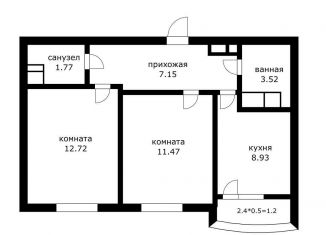2-ком. квартира на продажу, 48.3 м2, Краснодар, улица Петра Метальникова, 36, ЖК Лучший