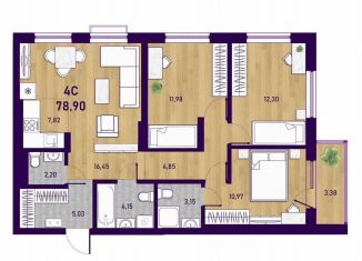 Квартира на продажу студия, 78.9 м2, Новосибирск, Пермская улица, 12к2