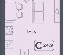 Продается квартира студия, 24.9 м2, Тюмень, улица 50 лет Октября, 75к4
