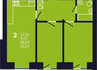 Продажа 2-комнатной квартиры, 54.5 м2, Республика Башкортостан, улица Михаила Зайцева, 6