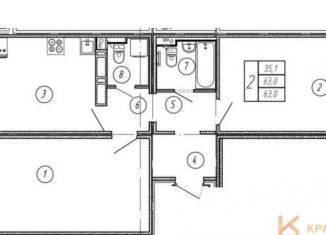 Продаю 2-ком. квартиру, 63.7 м2, Воронеж, улица Загоровского, 5/1