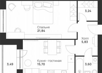 Продается 1-комнатная квартира, 53.7 м2, Тула, улица Героев России, 4