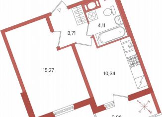 Продается 1-комнатная квартира, 35.4 м2, Сертолово