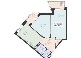 Продается 2-комнатная квартира, 70.1 м2, Воронеж