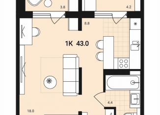 1-ком. квартира на продажу, 43 м2, Обь, Геодезическая улица, 29