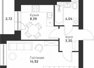 Продам 1-комнатную квартиру, 33.4 м2, Тула, улица Героя России Зиничева, 8