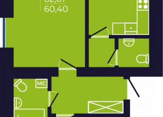 Продам 2-комнатную квартиру, 60.9 м2, Республика Башкортостан, улица Михаила Зайцева, 6