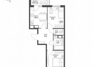 Продажа 2-комнатной квартиры, 48.8 м2, посёлок Шушары