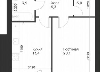 Продам однокомнатную квартиру, 49.5 м2, Тула, улица Героев России, 6