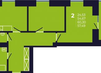 Продажа 2-ком. квартиры, 57.2 м2, Республика Башкортостан, улица Михаила Зайцева, 6