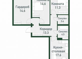 Продам 2-ком. квартиру, 78.9 м2, посёлок Западный, Кременкульская улица, 30