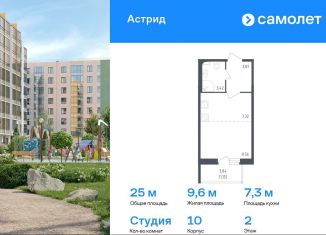 Продается квартира студия, 25 м2, Колпино, проспект Ленина, 60, ЖК Астрид