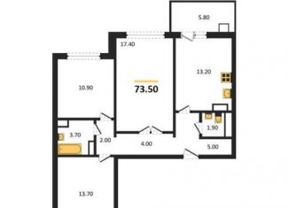 Продается 3-комнатная квартира, 73.5 м2, Воронеж, улица Шибилкина, 5