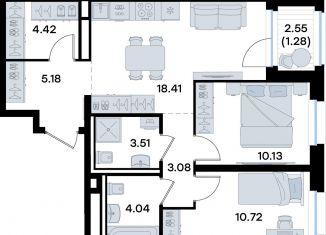 Продается 2-ком. квартира, 60.8 м2, Татарстан