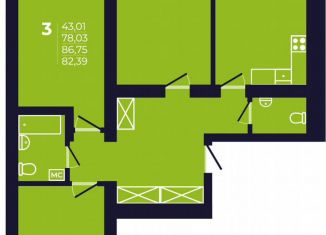 Продам 3-ком. квартиру, 81.8 м2, Республика Башкортостан, улица Михаила Зайцева, 6