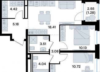 Продам 2-ком. квартиру, 60.8 м2, Татарстан