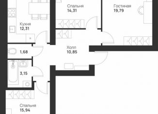Продается 3-комнатная квартира, 80.7 м2, Тула, улица Героя России Зиничева, 8