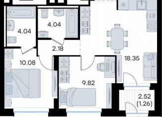 Продажа двухкомнатной квартиры, 59.5 м2, Татарстан