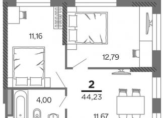 Продам 2-ком. квартиру, 44.2 м2, Рязань