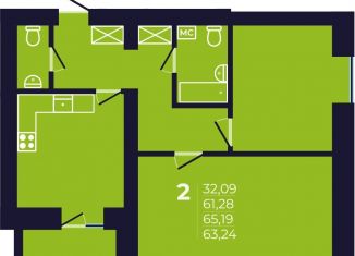 Продам двухкомнатную квартиру, 63.5 м2, Республика Башкортостан, улица Михаила Зайцева, 6