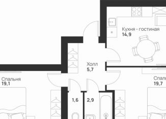 Продажа 2-ком. квартиры, 66.3 м2, Тула, улица Героев России, 6