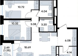 Продам 2-комнатную квартиру, 61.5 м2, Татарстан
