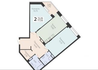 Продажа 2-ком. квартиры, 77.1 м2, Воронеж