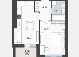 Продаю однокомнатную квартиру, 42.5 м2, Калининград, улица Александра Невского