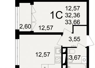 Продаю однокомнатную квартиру, 33.7 м2, Тула