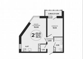 2-ком. квартира на продажу, 40 м2, Краснодар, Российская улица, 257/7 лит1, Музыкальный микрорайон