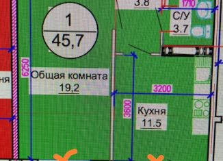 Продам 1-комнатную квартиру, 45.7 м2, Махачкала