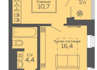 Однокомнатная квартира на продажу, 36.6 м2, Екатеринбург, метро Ботаническая