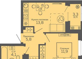 Продаю 1-комнатную квартиру, 37.2 м2, Екатеринбург, метро Ботаническая