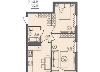 Продается двухкомнатная квартира, 49.8 м2, Волгоград, Краснооктябрьский район