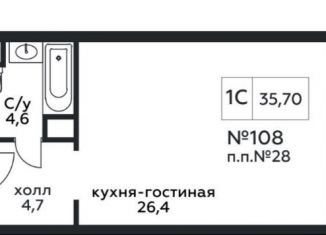 Продается квартира студия, 35.7 м2, Москва, Стремянный переулок, 2, ЖК Амарант