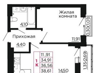 Продажа однокомнатной квартиры, 36.6 м2, Аксай