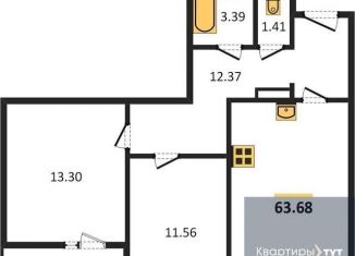 Двухкомнатная квартира на продажу, 63.7 м2, село Новая Усмань, бульвар Художников, 2Г