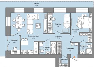 Продаю 2-ком. квартиру, 76 м2, Екатеринбург, метро Чкаловская