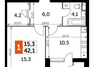 Продается 1-комнатная квартира, 42.1 м2, Москва, метро Тушинская