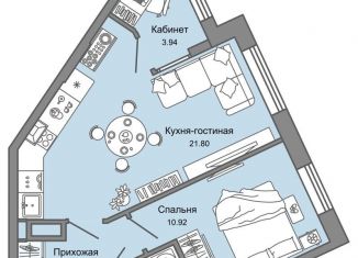 Продам 1-ком. квартиру, 46 м2, Екатеринбург, метро Чкаловская